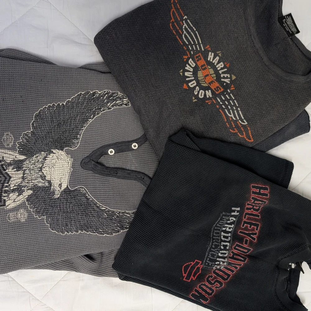 Harley-Davidson Charcoal and Black Long Sleeve Tees - Picture 1 of 2